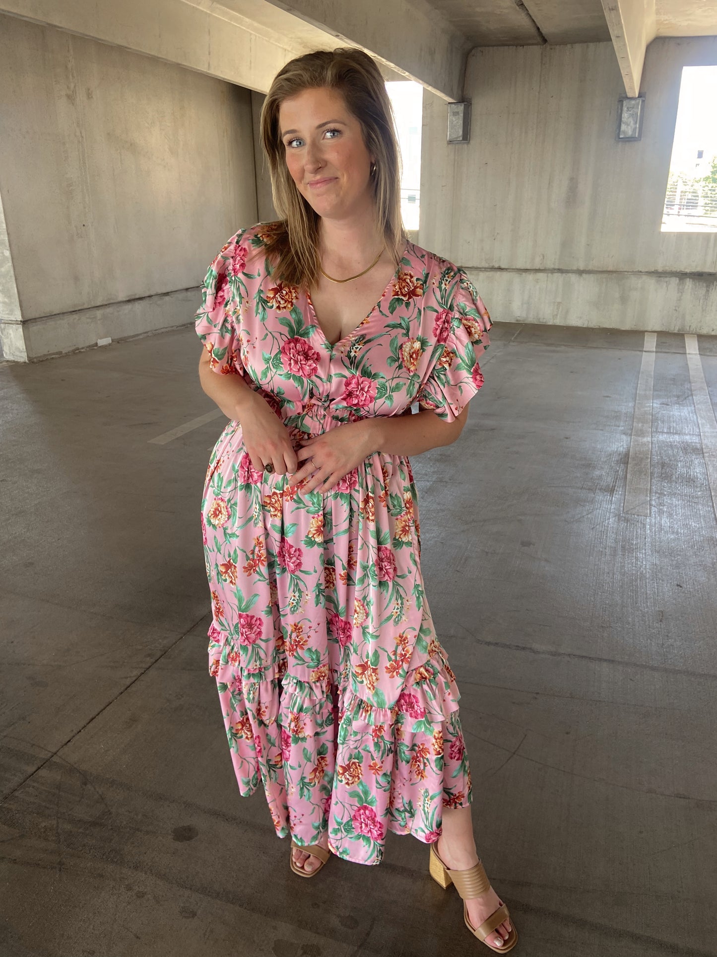 Floral Tiered Midi Dress