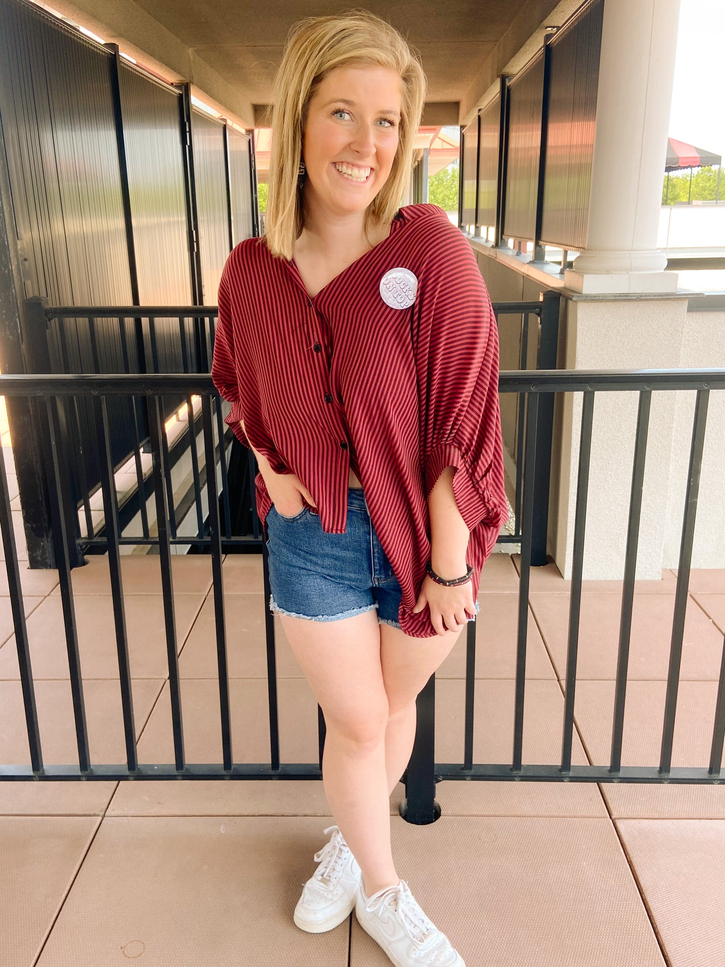 Garnet and Black Striped Top