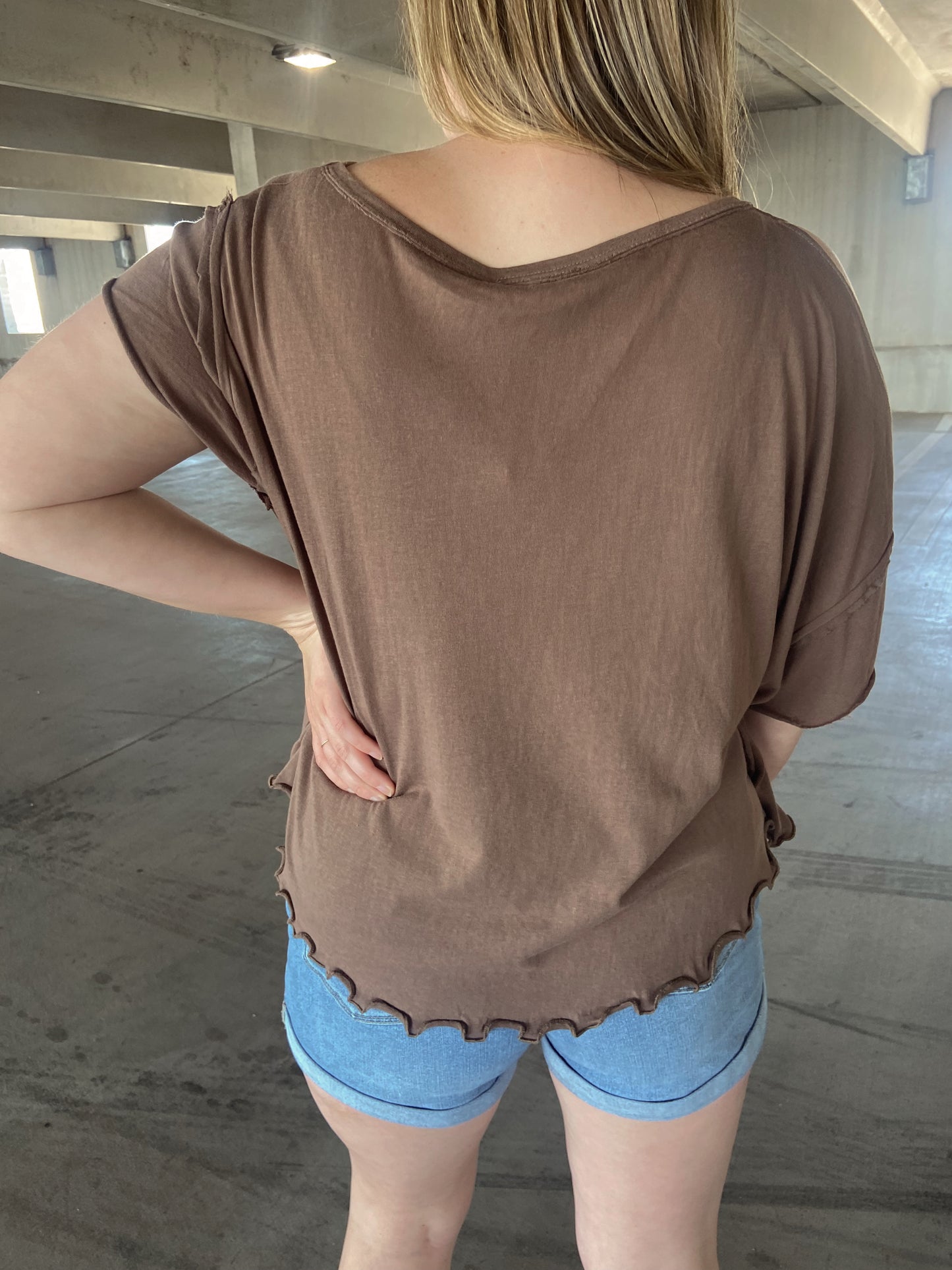 Mocha Open Shoulder Top