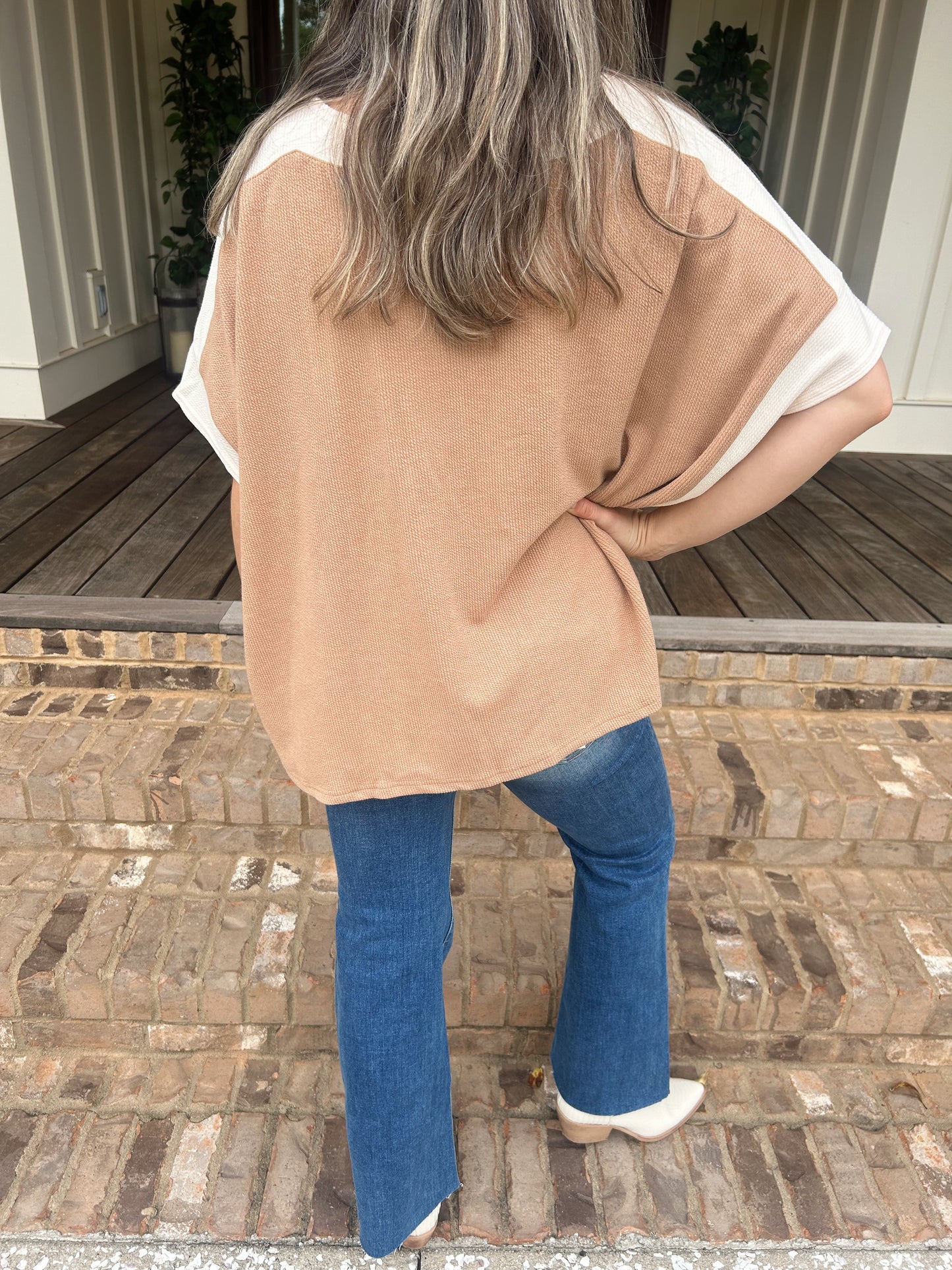 Camel Ribbed Knit Top