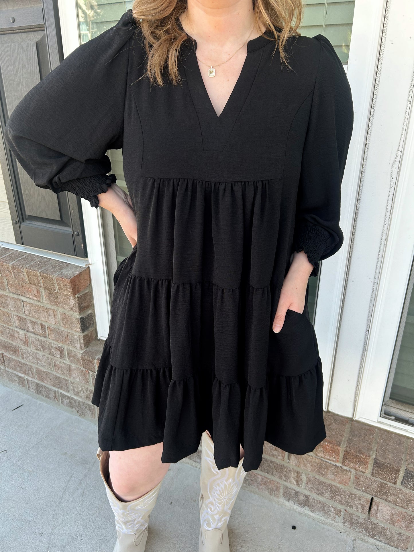 Madison Black Ruffle Mini Dress