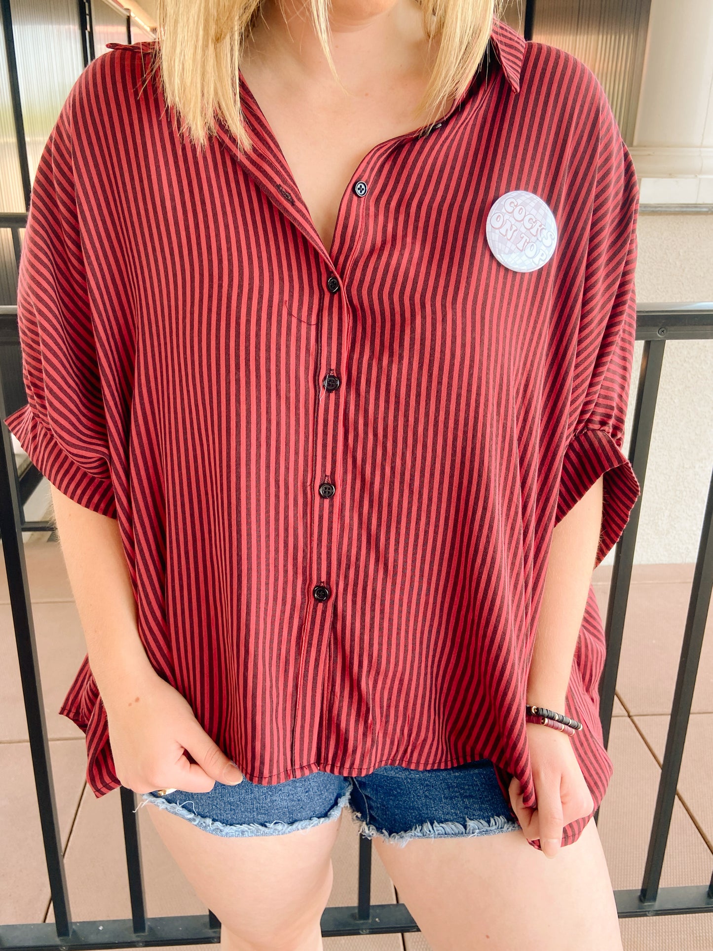 Garnet and Black Striped Top