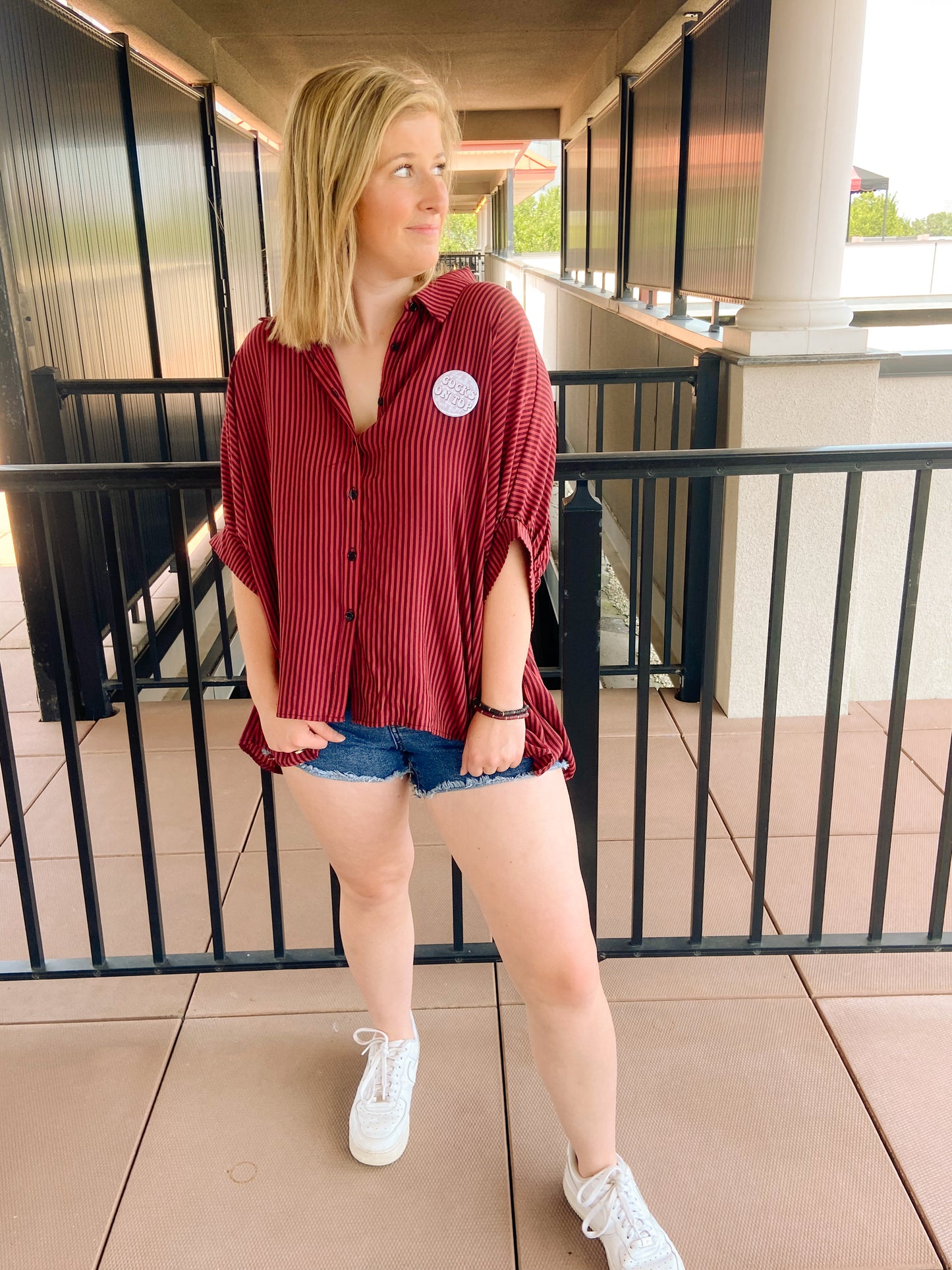 Garnet and Black Striped Top