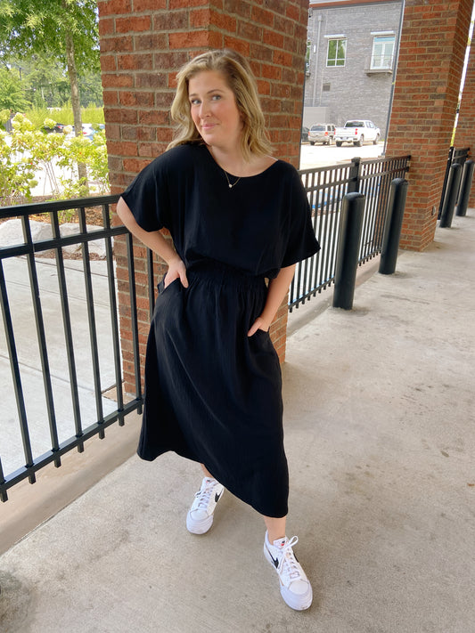 Dolman Sleeve Midi Dress