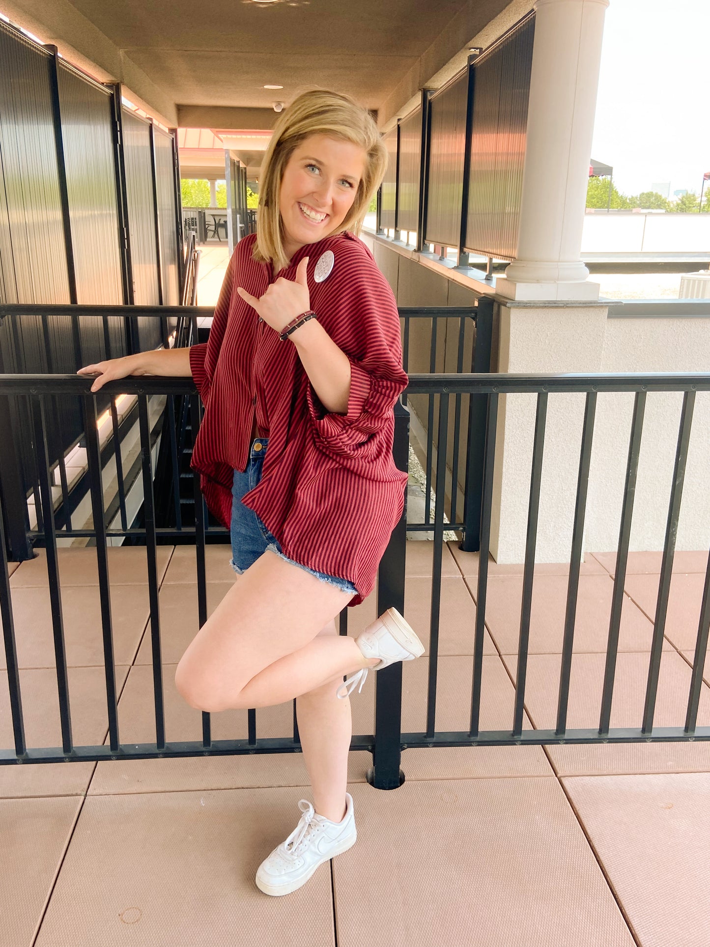 Garnet and Black Striped Top