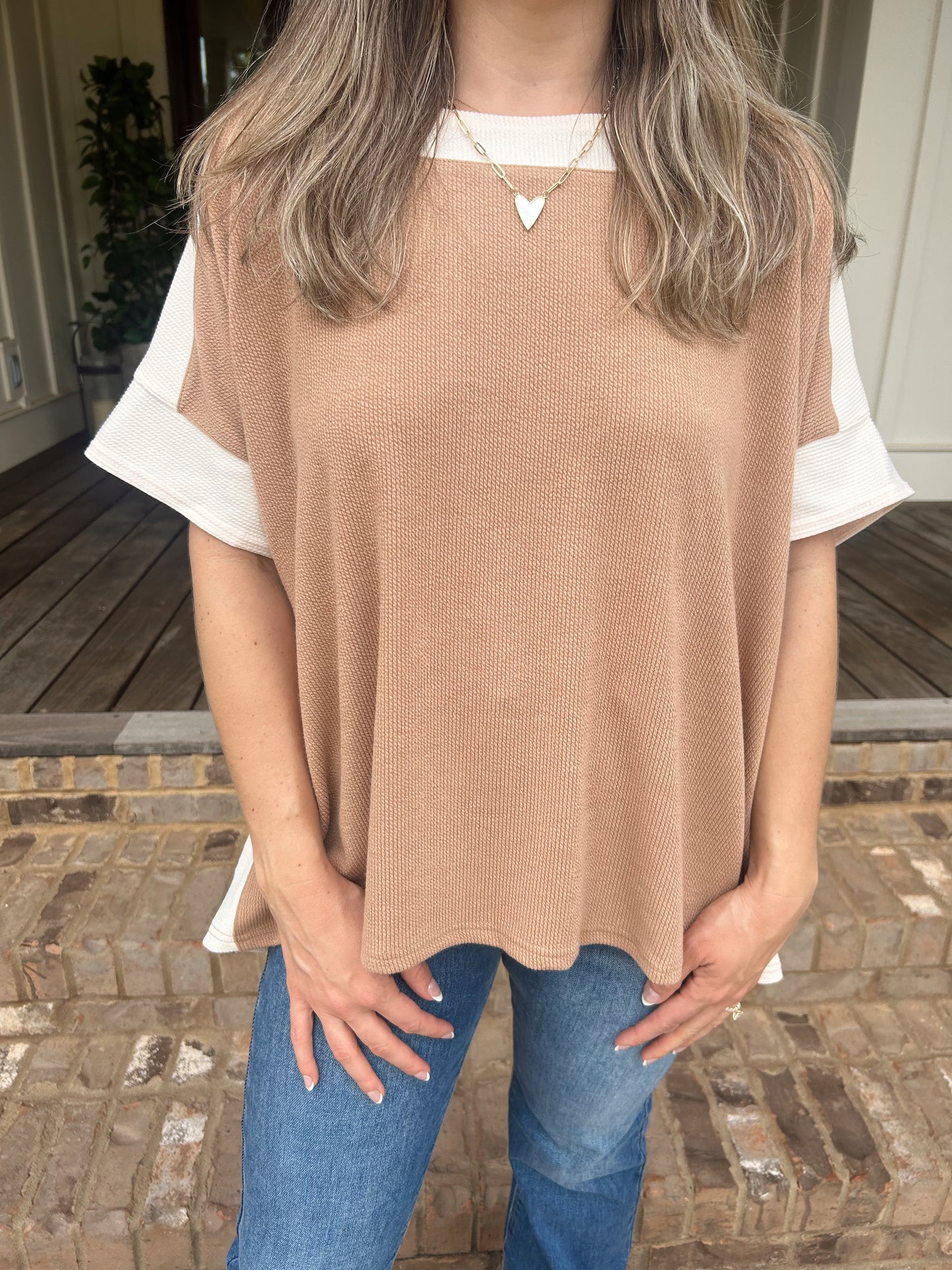 Camel Ribbed Knit Top