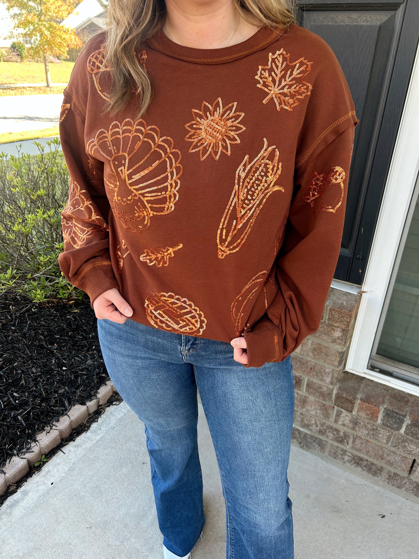 Thanksgiving Sequin Sweatshirt