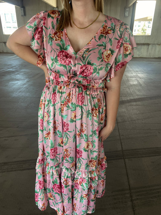 Floral Tiered Midi Dress