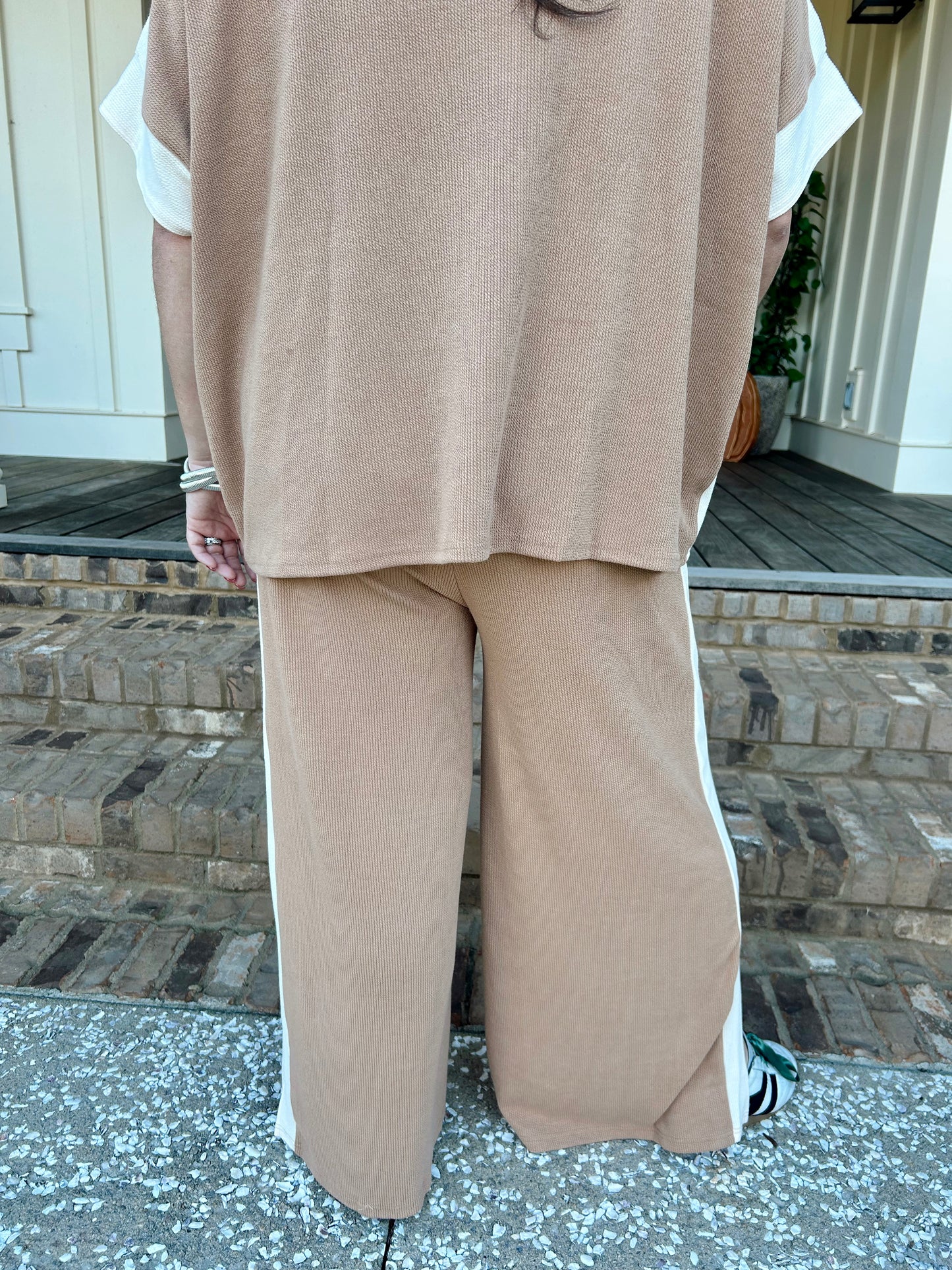 Camel Ribbed Knit Pants