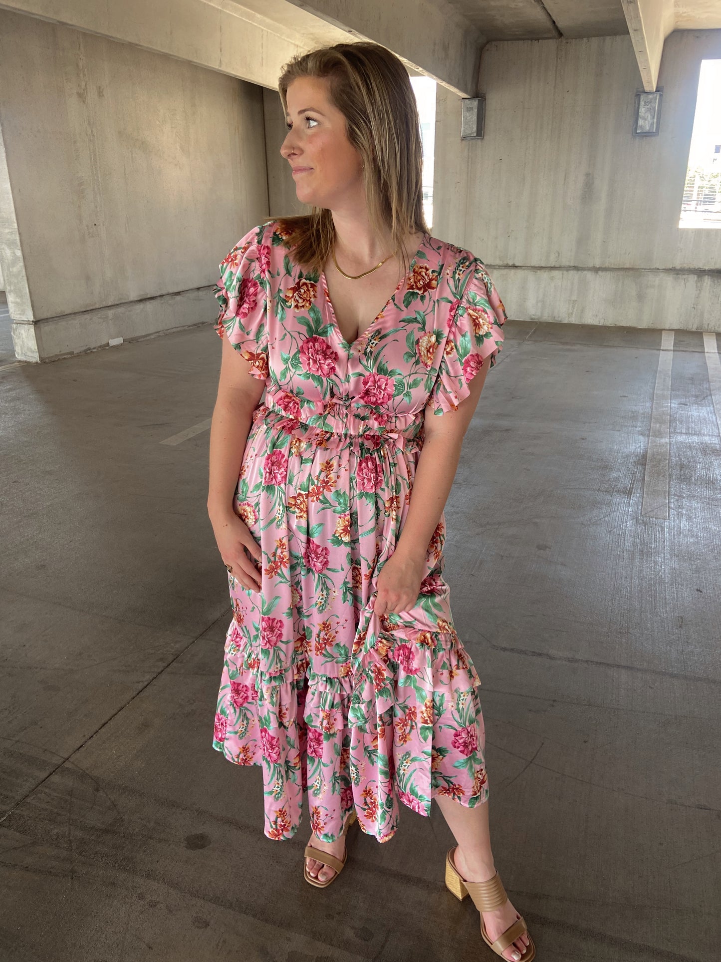 Floral Tiered Midi Dress