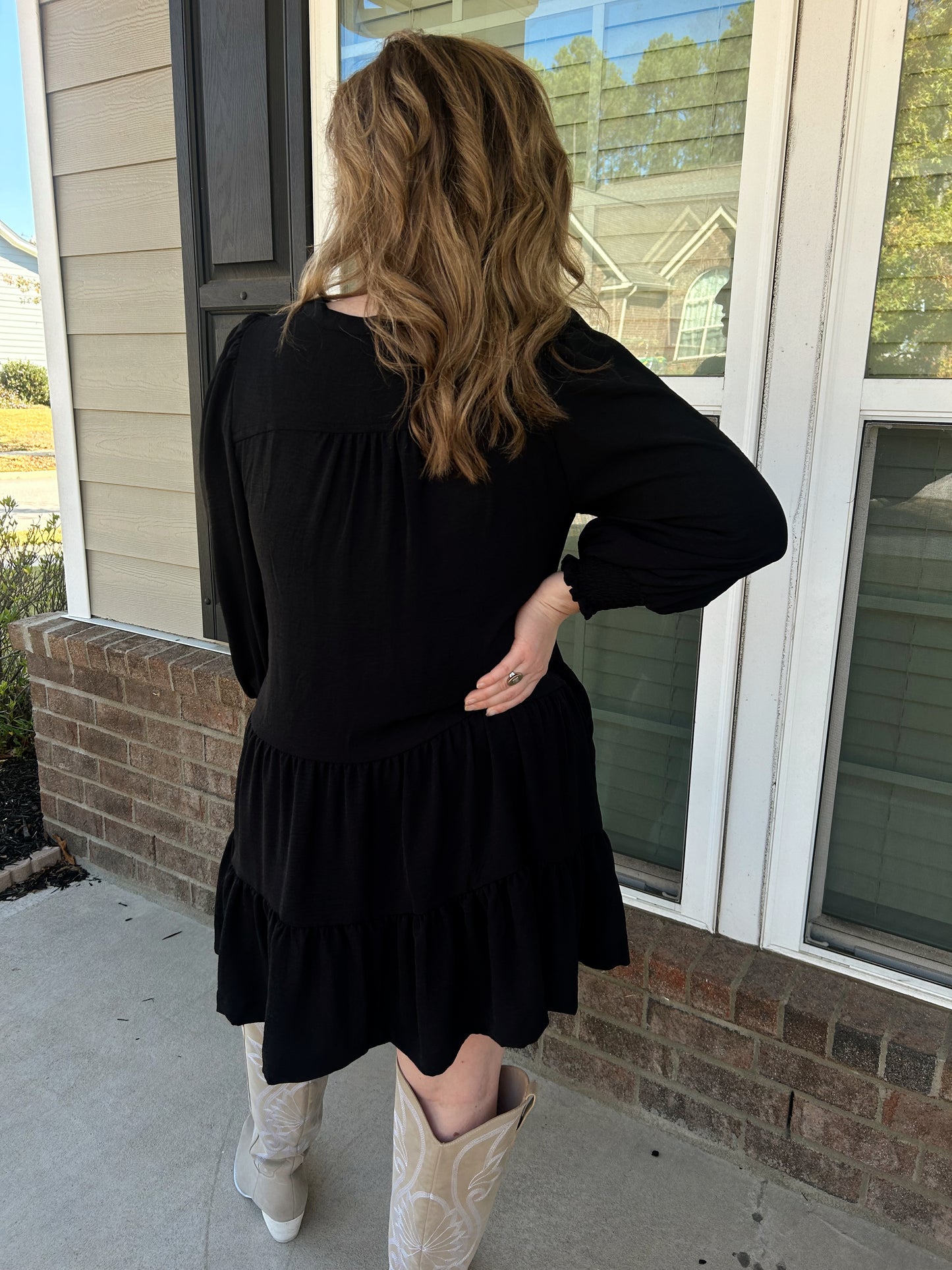 Madison Black Ruffle Mini Dress