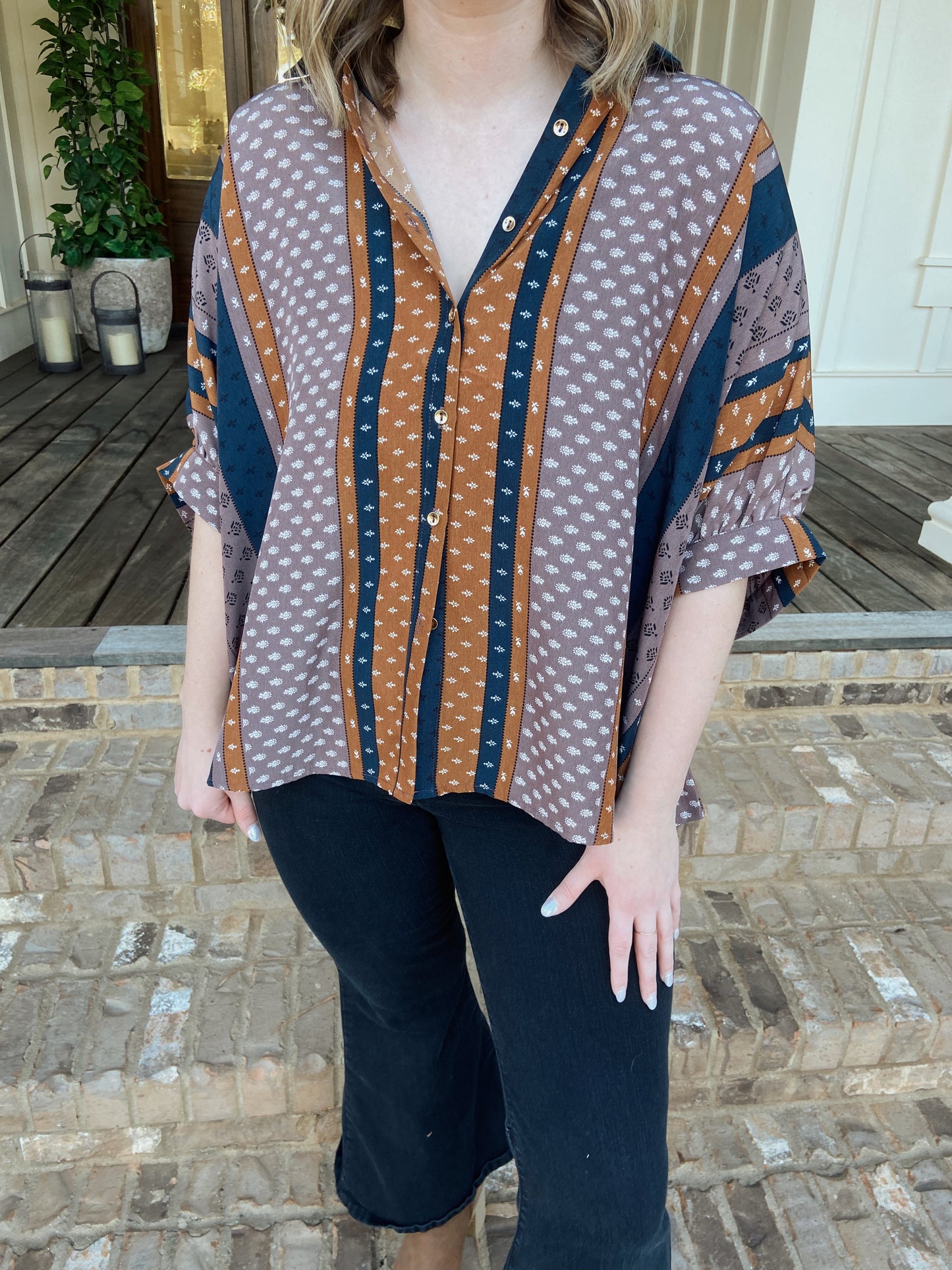 Retro Print Blouse