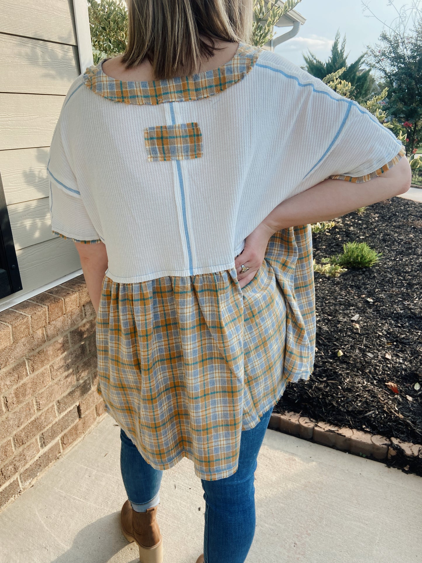 Fall Feels Flannel Babydoll Top