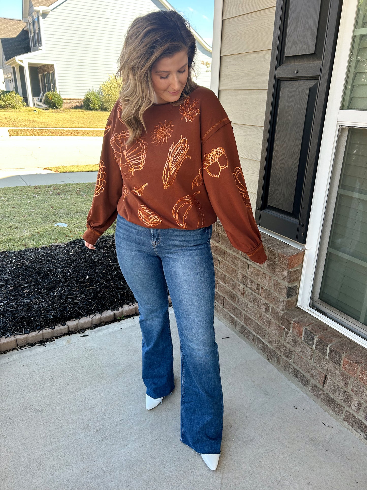 Thanksgiving Sequin Sweatshirt