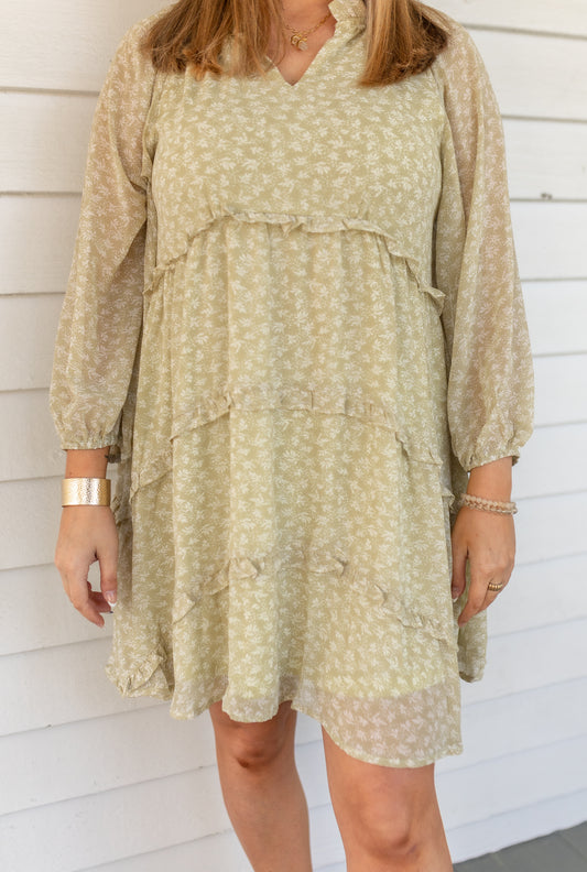 Honeydew Tiered Floral Dress