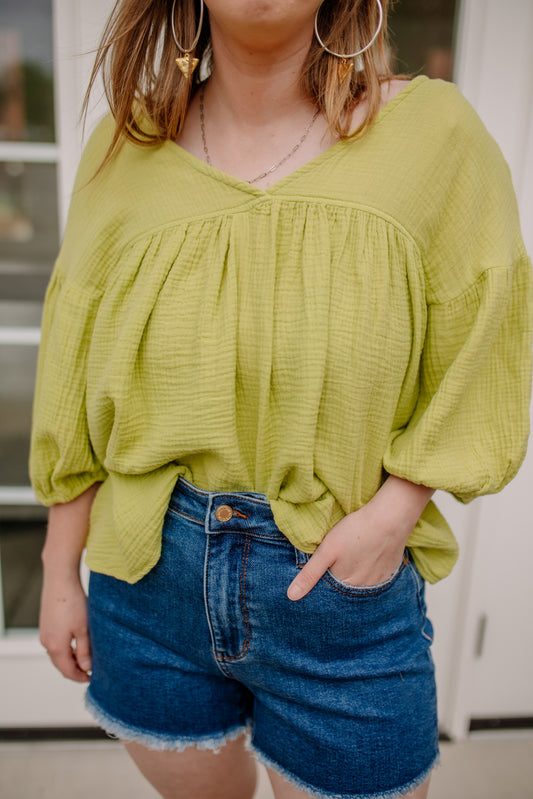 Lime Babydoll Top